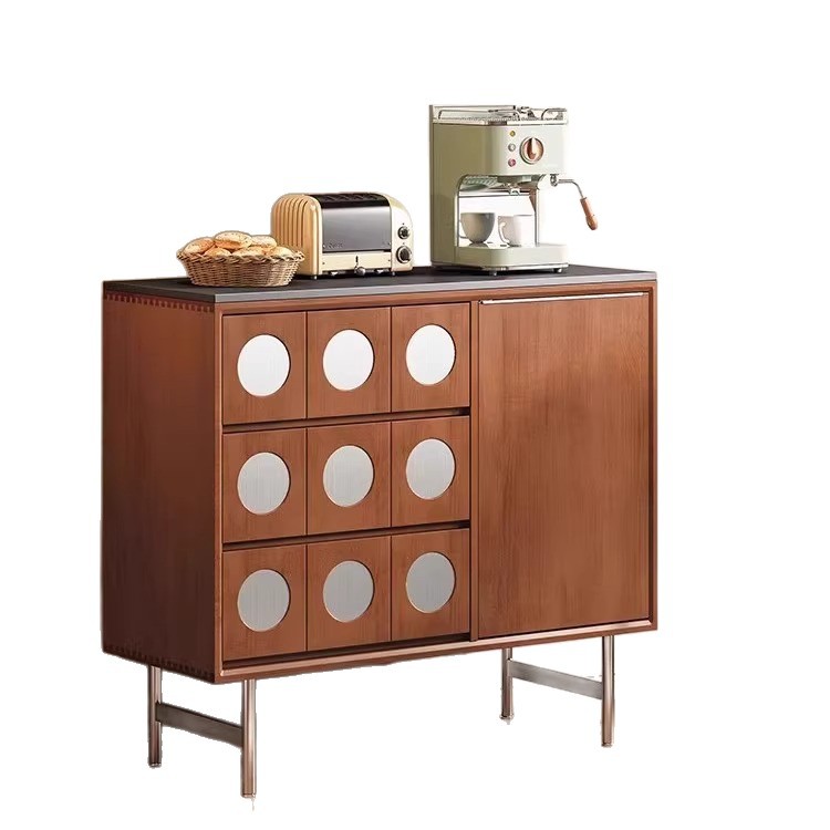 Gabinete de comedor retro estilo medieval madera sólida tablero de roca armario de entrada sala de estar casera armario de té almacenamiento armario de almacenamiento