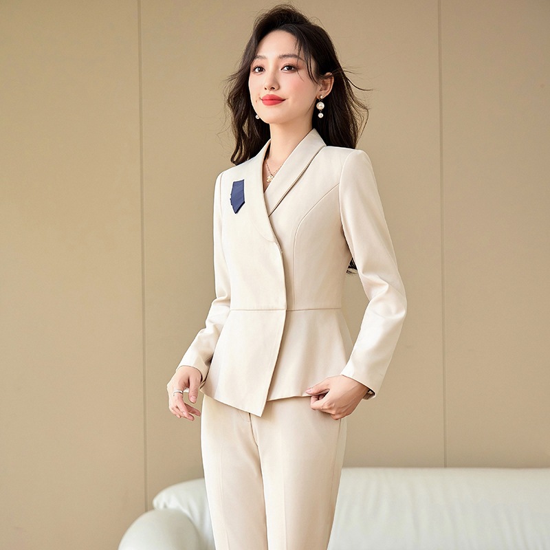 跨境美容院珠宝店工装酒店工作服前台讲师主持人气质西装套装suit