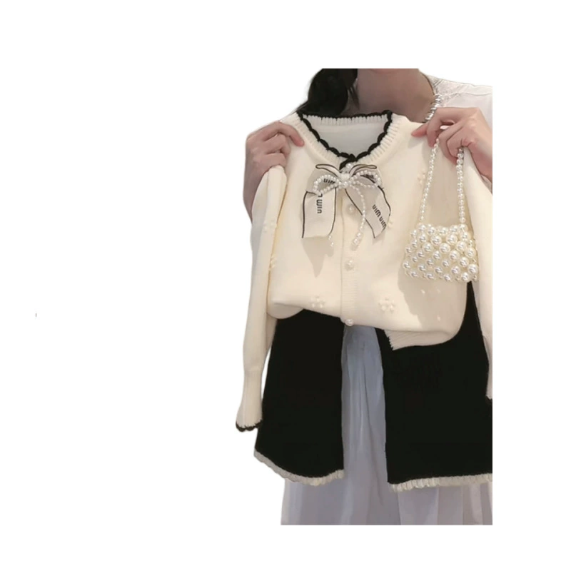 Spring set girl's, children's sweater, jacket, flared trousers, Chanel style, oversize