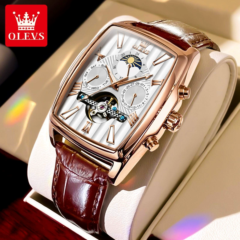 Модные брендовые часы Oris, квадратные модные механические часы, многофункциональные полые мужские часы с ремнем, мужские часы