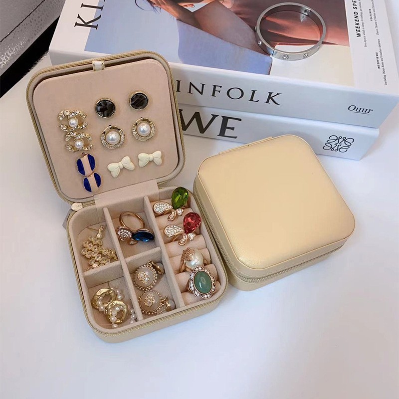 작은 더블 레이어 스터드 귀걸이-PU 골드; 10*10*5CM