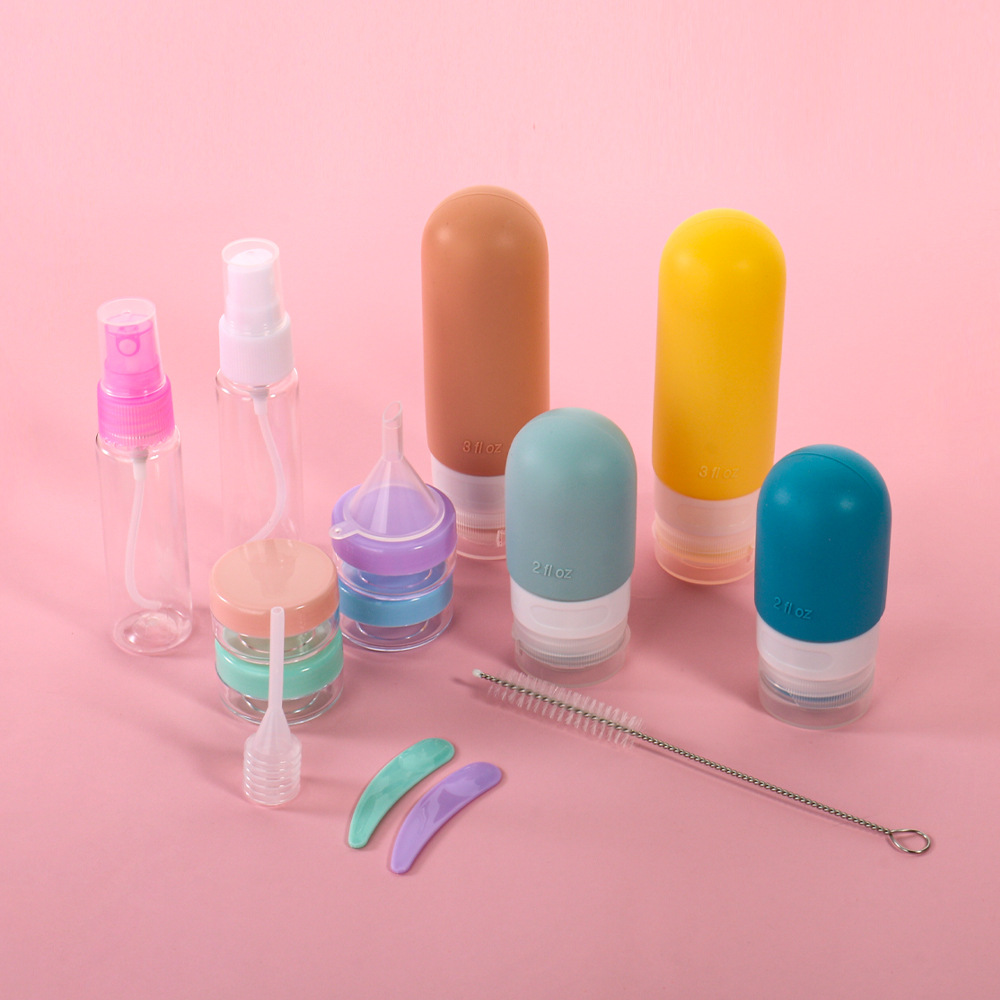 16 piezas de botella de viaje conjunto de botella de silicona a prueba de fugas botella de subenvasado extruíble recipiente de lavado artefacto de viaje portátil