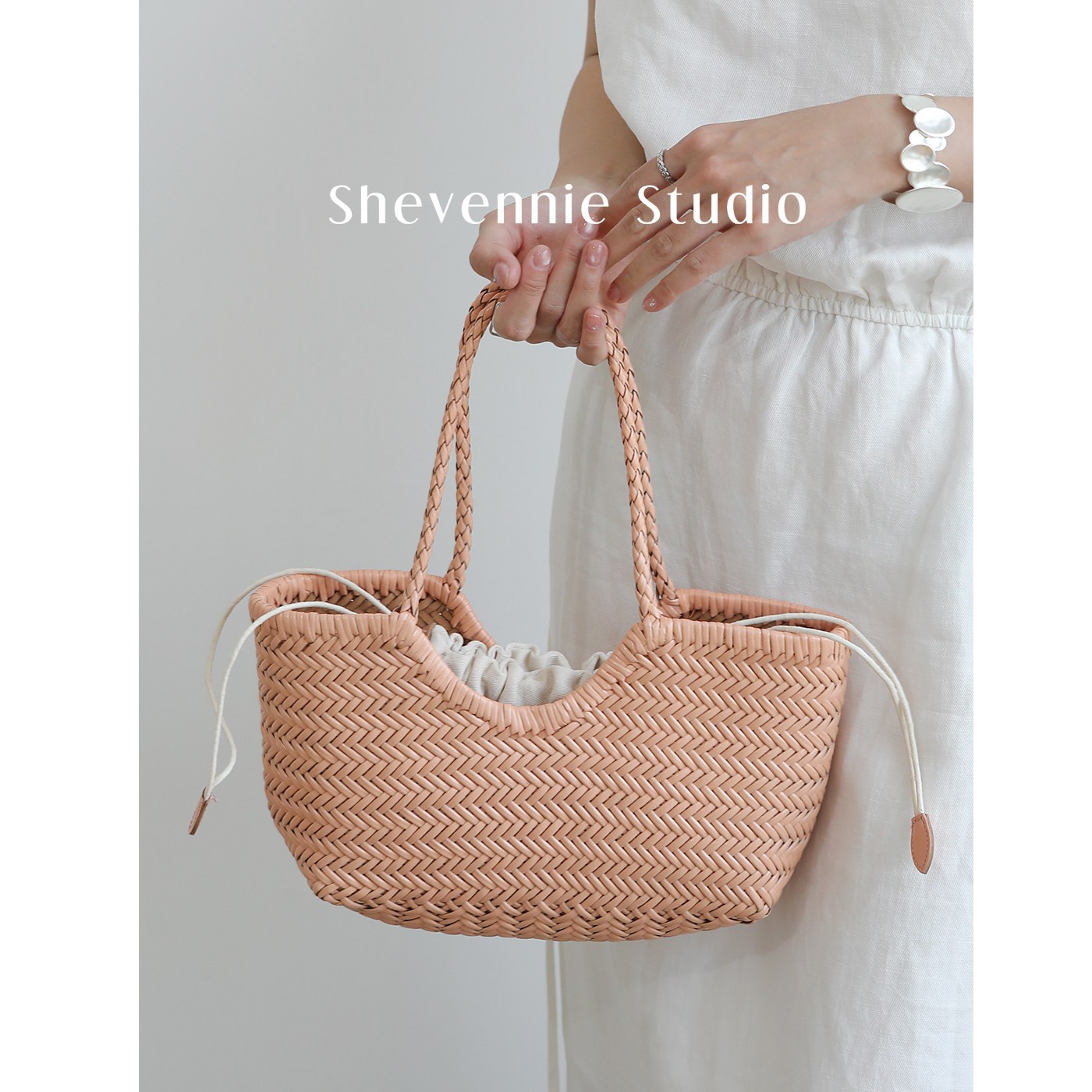 2026 Spring/Summer Retro Handmade Genuine Leather Woven Tote Bag For Women, Hand-Carry Crossbody Vacation Basket Bag - Thumbnail 6