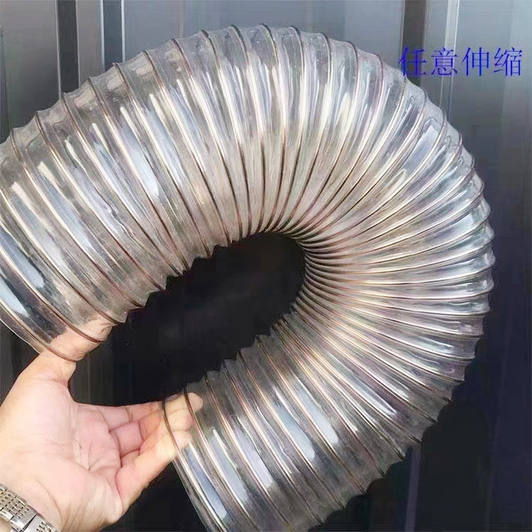 PU钢丝镀铜波纹耐磨伸缩管抗寒耐磨伸缩通风吸尘管PU钢丝软管