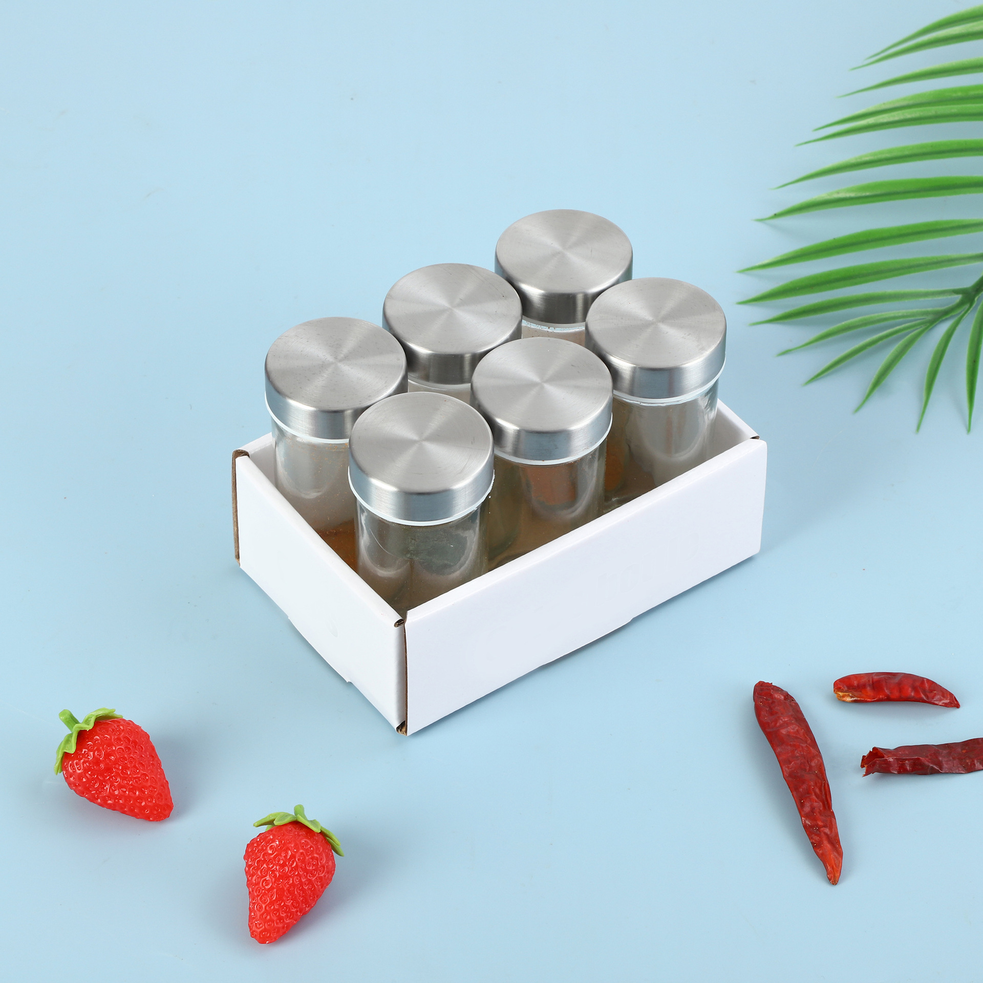 Cocina condimento tarro de almacenamiento traje hogar portátil barbacoa esparcidor con tornillo tapa vidrio condimento tarro conjunto completo