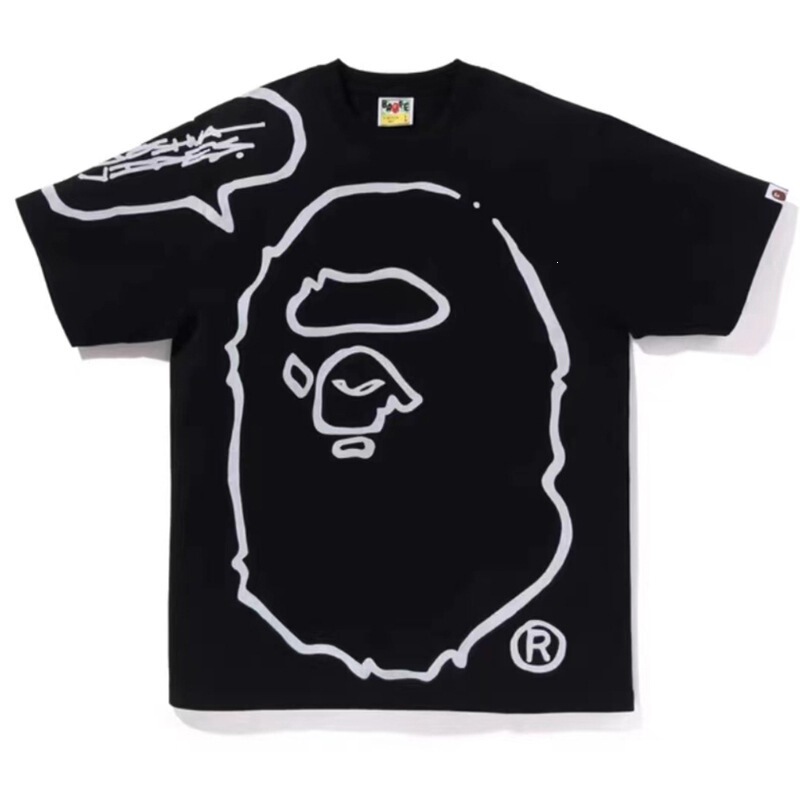 Summer Trendy Brand Bape Pure Cotton Heavyweight Couple Student Foreign Trade Short-Sleeve Ape Head Shark Cross-Border T-Shirt Top
