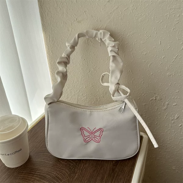 Fashionable and simple small women's bag, 2026 summer new style, fresh and artistic shoulder bag, commuter pleated underarm bag for women