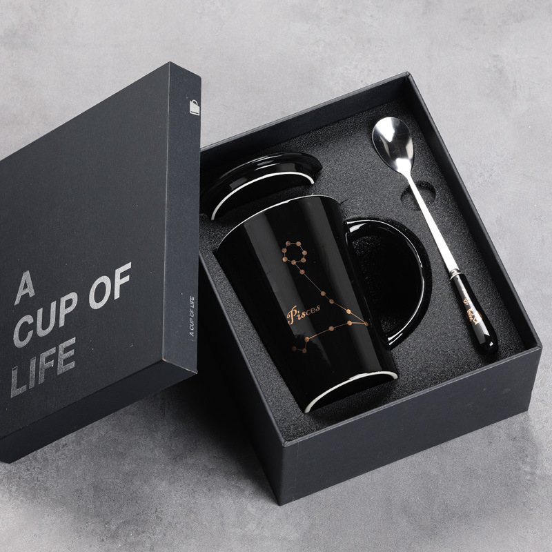 12 12 tazas de cerámica constelación tazas de agua tazas de tazas marcadas tazas de café con cubierta impresa LOGO