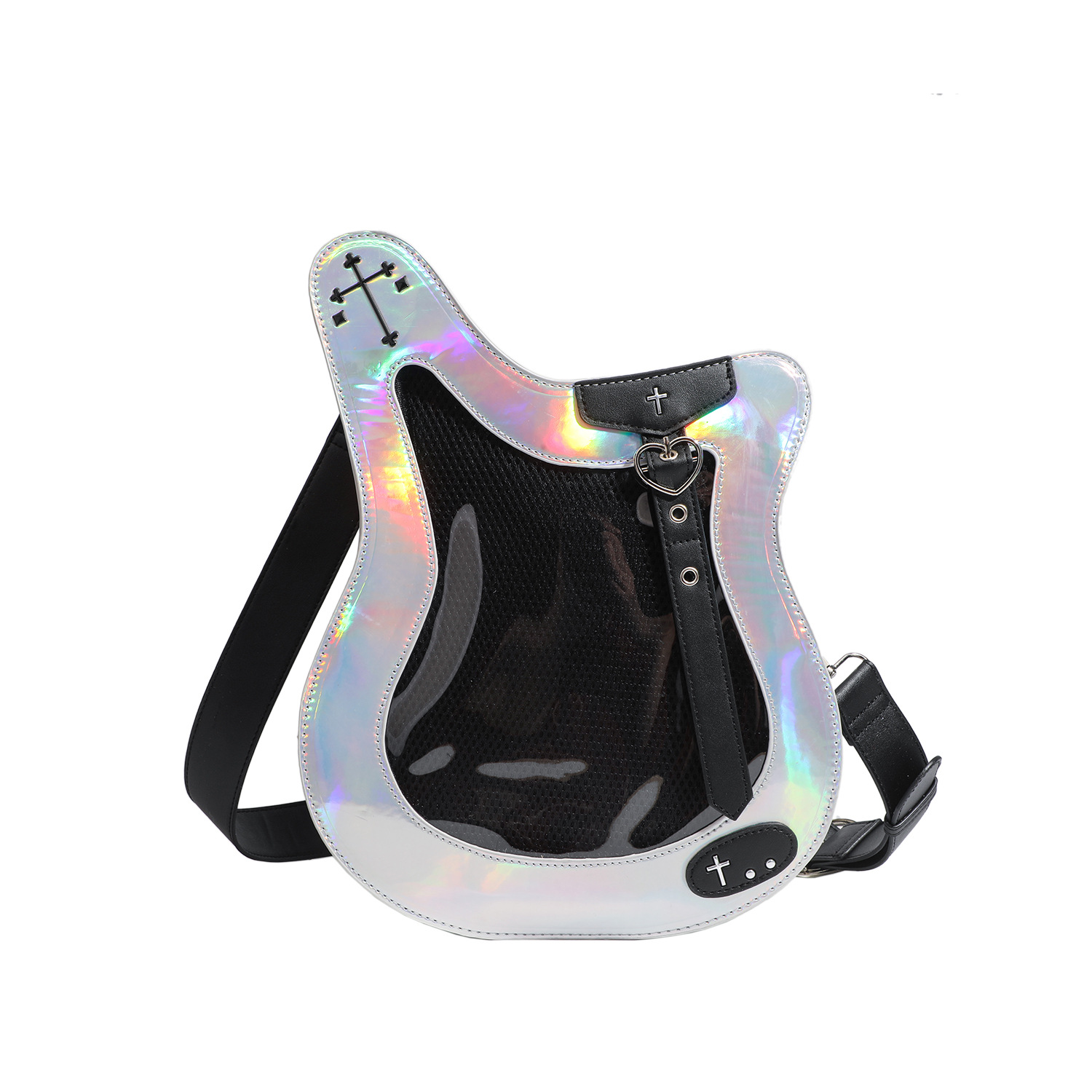 Bass Ita Bag Laser Shoulder Crossbody Bag For Photocards, Badges, Anime Merch, Sweet & Cool Guitar-Shaped Trendy Girl's Bag - Thumbnail 5