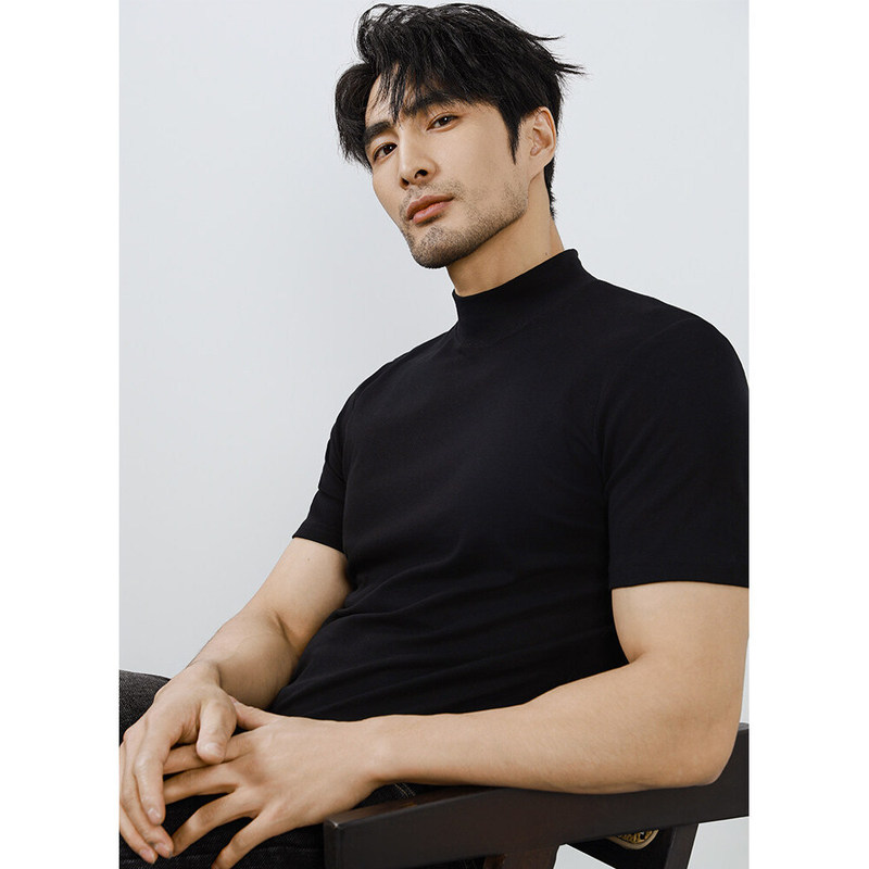 2026 New Spring and Autumn Half-Turtleneck Base Layer T-Shirt for Men, Short-Sleeve Slim-Fit Long-Staple Cotton Mid-Neck Base Shirt 2026 New Spring and Autumn Half-Turtleneck Base Layer T-Shirt for Men, Short-Sleeve Slim-Fit Long-Staple Cotton Mid-Neck Base Shirt