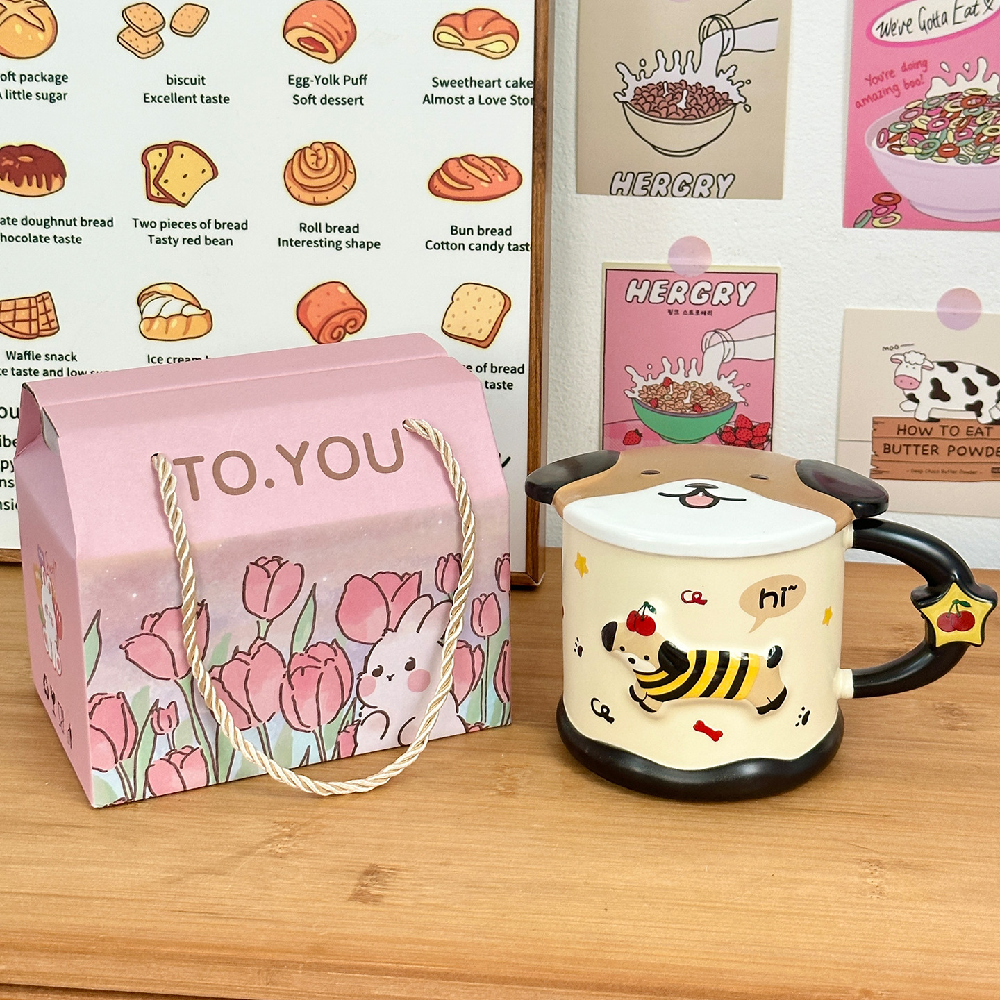 Taza de cerámica inteligente de perro de salchicha taza con tapa de taza de agua de estudiantes para el hogar regalo de cumpleaños taza de pareja