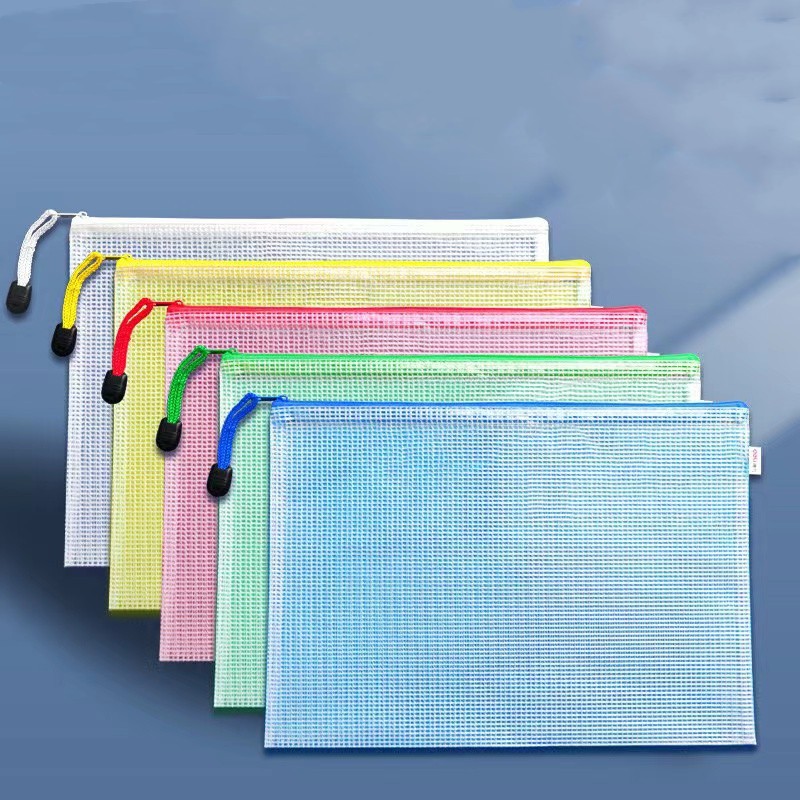 Bolsa de archivo de malla transparente A4 PVC zipper bolsas de papel de prueba bolsas de archivos de mano estudiantes papelería suministros de oficina