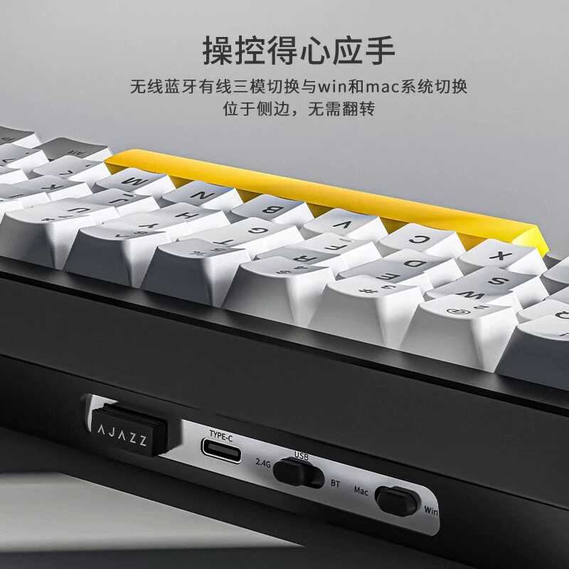 Heijue AJAZZ AK650 с осью Feiyu, оригинальная чёрная, серая и жёлтая трёхрежимная RGB клавиатура с экраном, хот-суап, беспроводная