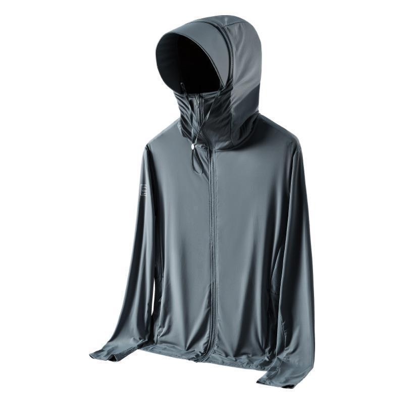 Ropa de pesca para hombres UPF50 ropa de protección solar delgada de verano con sensación de hielo para mujeres chaqueta de seda de hielo resistente a los rayos UV para exteriores ropa de protección solar