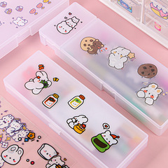 Ins-style transparent matte pencil case, PP simple stationery box, DIY multifunctional student plastic stationery storage box