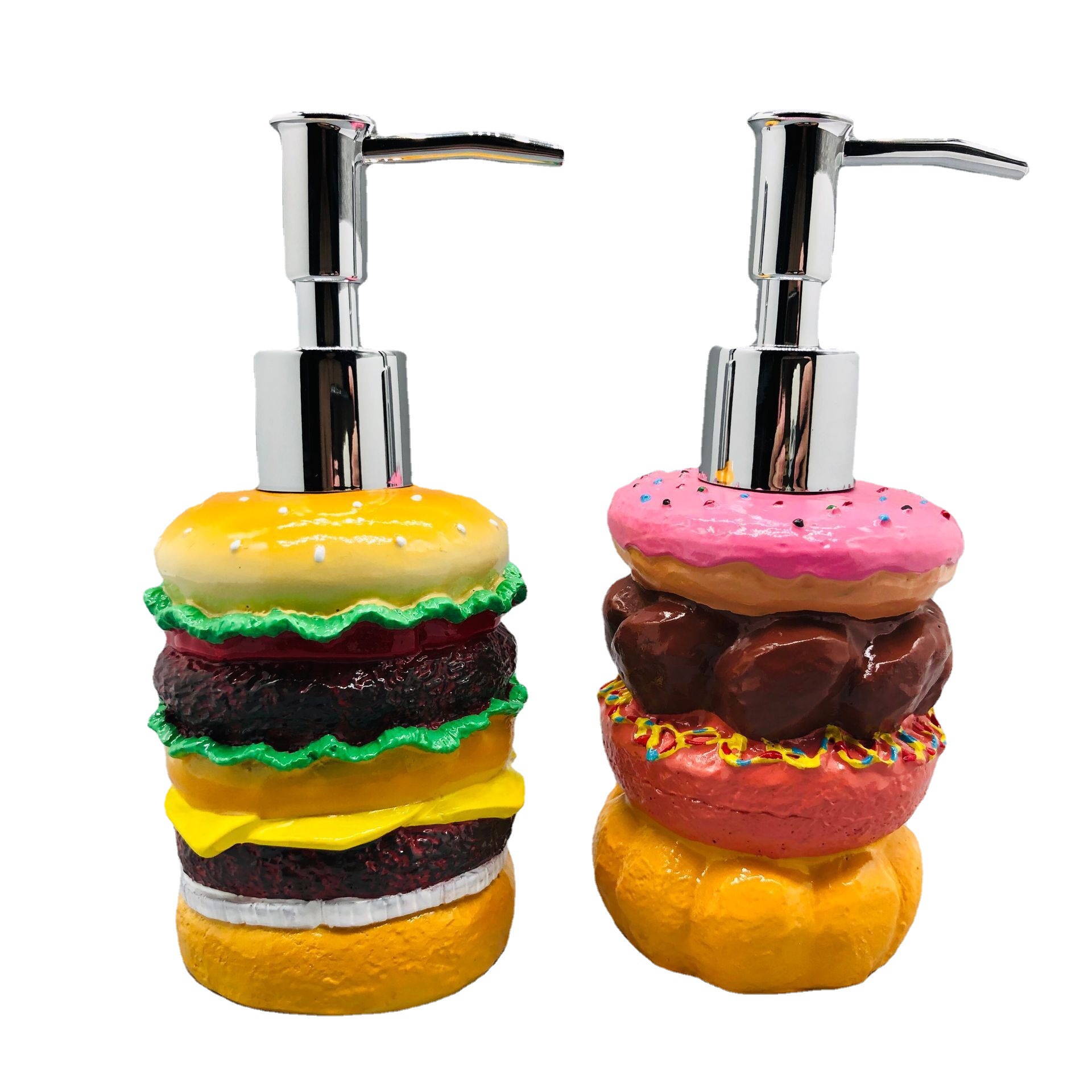 Forma de hamburguesa forma de donut botella de loción de baño de almacenamiento botella de desinfectante de manos botella de almacenamiento de contenedores