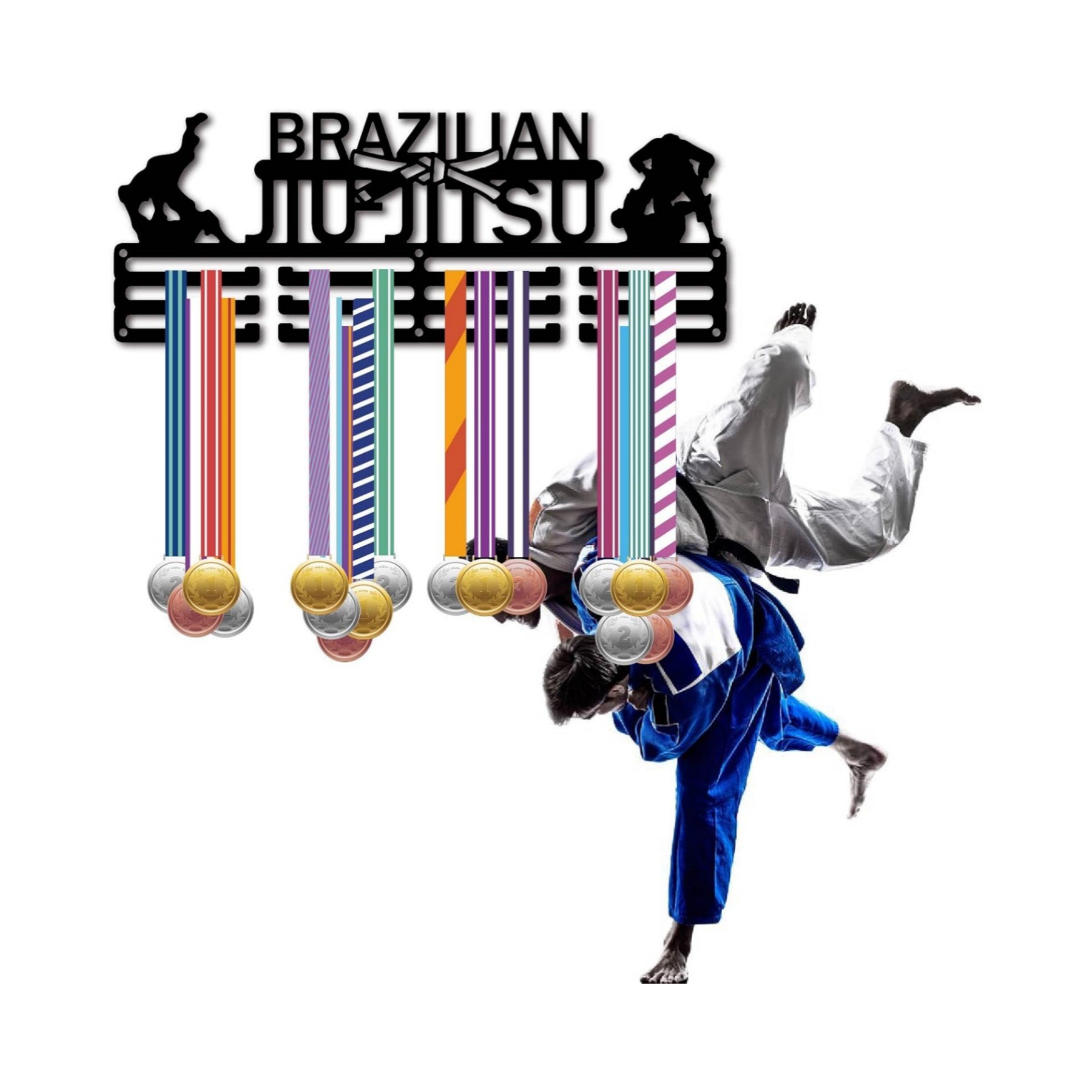 Brazilian Jiu Jitsu Medal Holder Medal Hanging Rack Medal Hanging Award Wall Mounted Home Room Decoration Gift