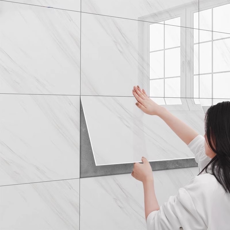 Baldosas de mármol transfronterizas autoadhesantes pegatinas de pared decorativas cocina gruesa baño renovación impermeable a prueba de aceite