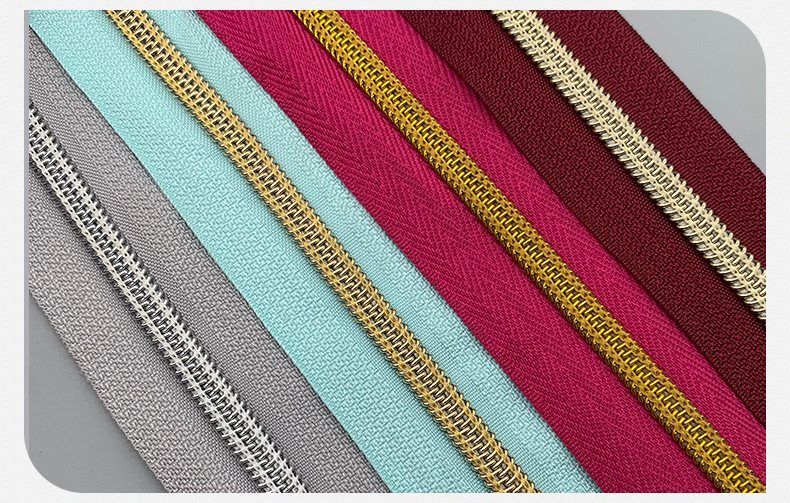 尼龙电镀银牙拉链,电镀浅金牙尼龙拉链,金银齿拉锁