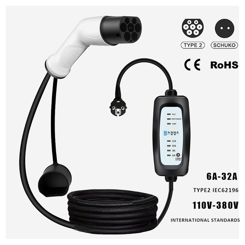 新能源电车16A32A便携式充电枪3.5KW7KW11KW22KW电桩壁挂式充电枪