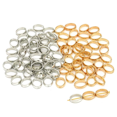 Plastic Cut Out Shaped Spacer: Zərgərlik ara hissələri - white-k-color-gold-color-25-each-oval-15x12mm-50-pcspack
