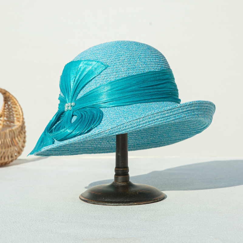 High-End Real Silk Linen Straw Hat For Women, Foldable Sun Hat, Rolled Edge Beach Hat, Summer Korean Style Versatile Sun Hat Wholesale - Thumbnail 2