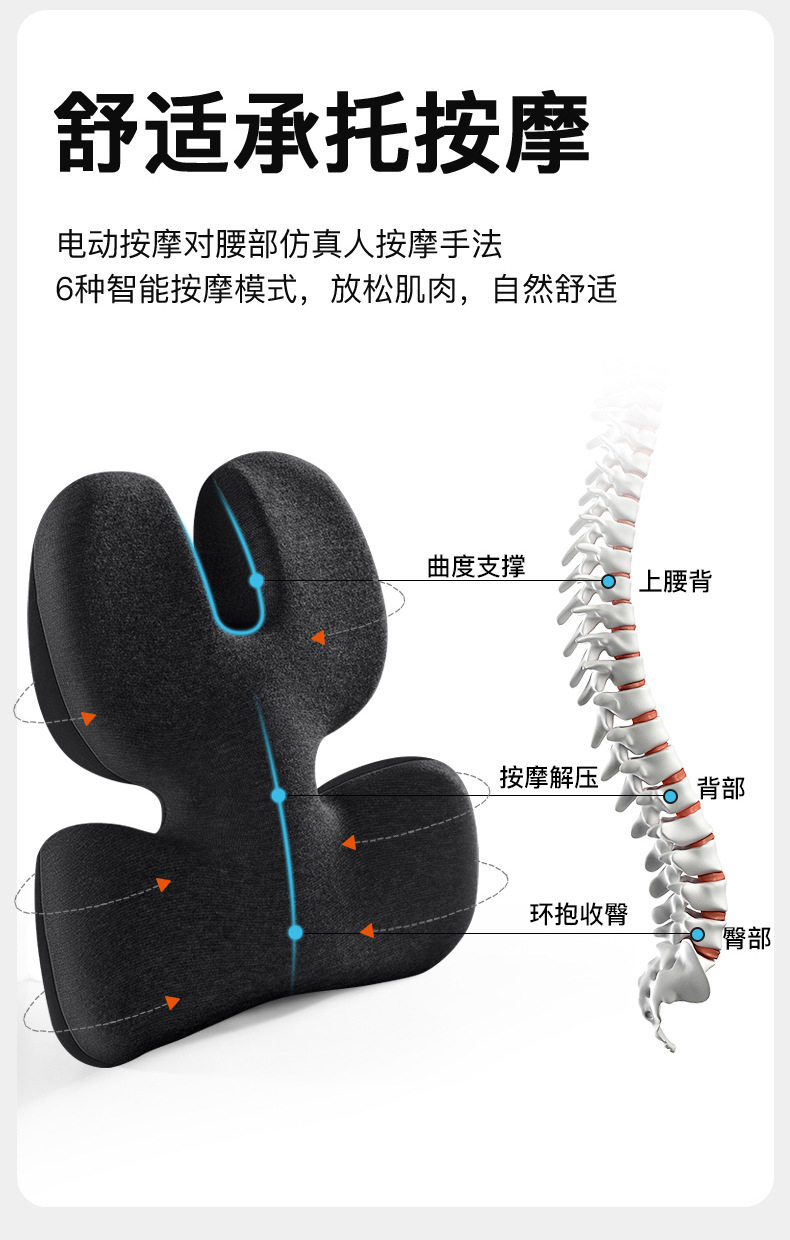 Car Massage Lumbar Support Back Cushion Electric Headrest Memory Foam Neck Pillow Lumbar Support Car Headrest Lumbar Support Set