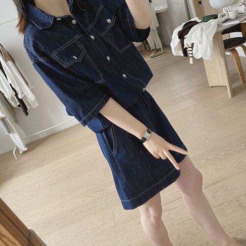 Outerwear thin denim for women to look slimmer summer loose trendy overalls set of two stylish casual