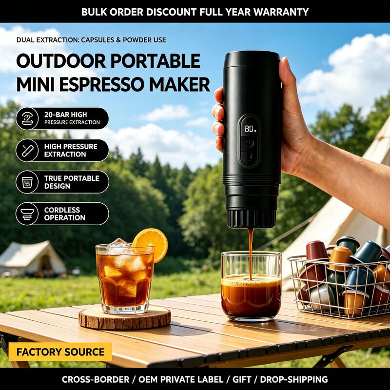 Wireless Outdoor Portable Mini Italian Coffee Machine 19Bar High-Pressure Extraction, Dual Extraction Capsule/Powder Use Wireless Outdoor Portable Mini Italian Coffee Machine 19Bar High-Pressure Extraction, Dual Extraction Capsule/Powder Use