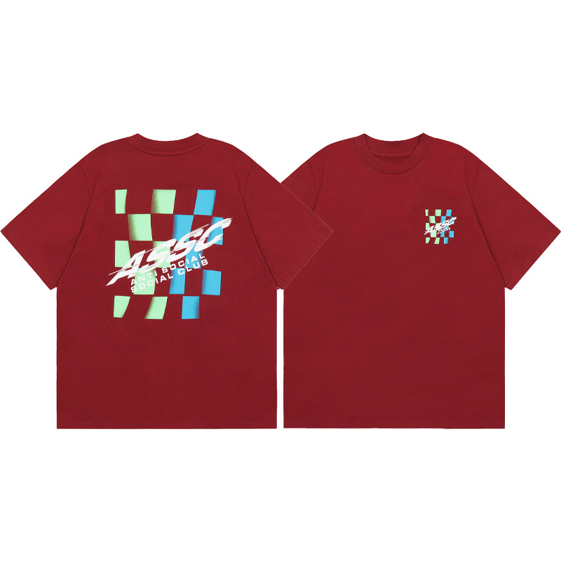 Diferencia de moneda del mercado ASSC CLUB fujiwaro Lightning serie impresa camiseta suelta de manga corta para hombres y mujeres