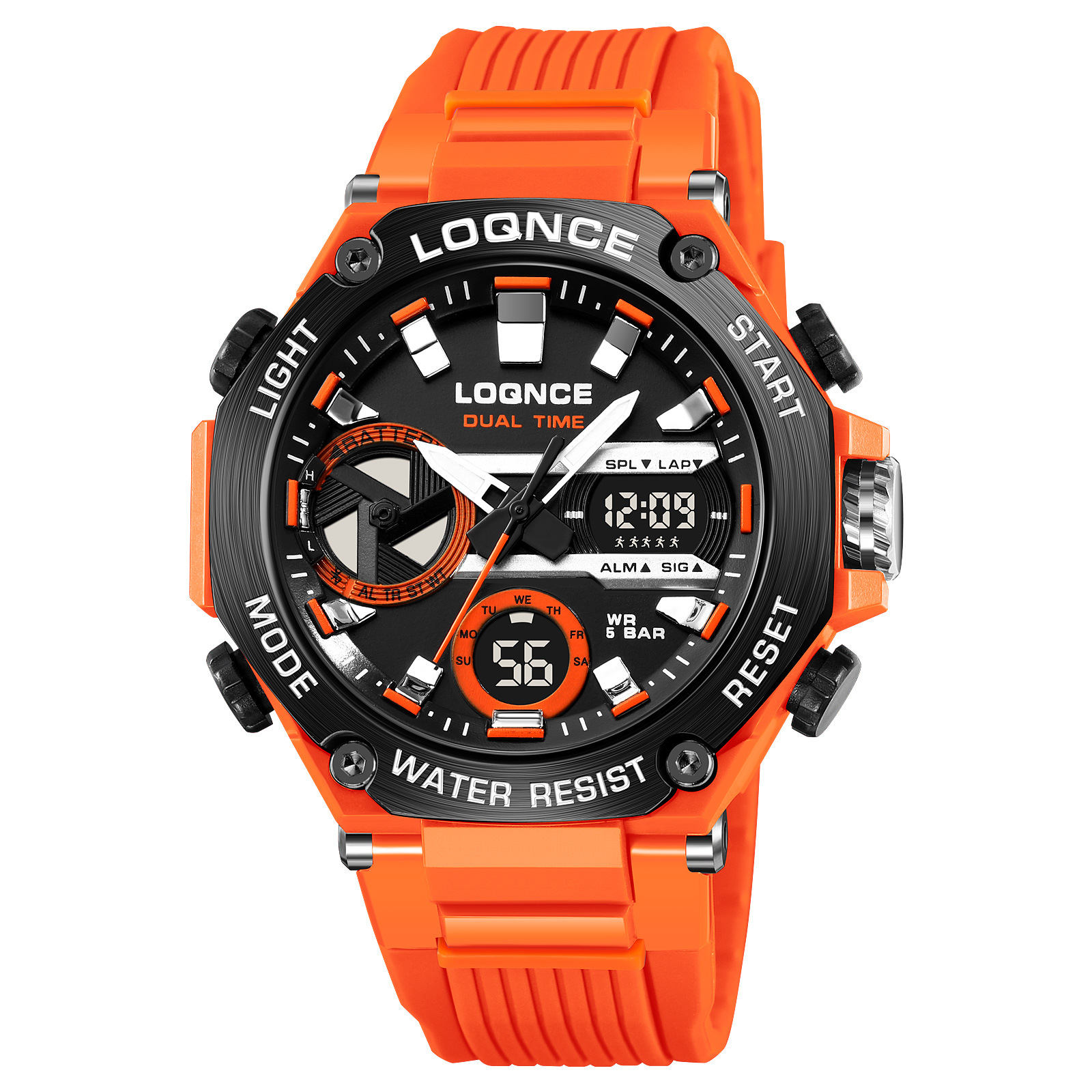 LOQNCE deportes colorido luminoso reloj electrónico impermeable reloj de estudiante multifuncional fresco octogonal Shell Cross-Border Watch