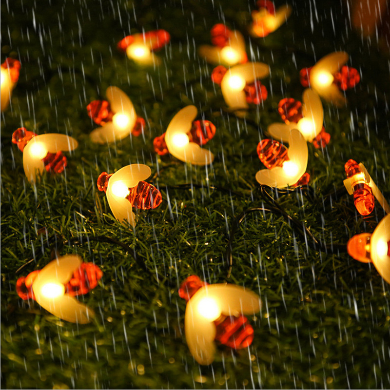 Jardín transfronterizo abeja solar luz cadena al aire libre impermeable decorativa abeja LED Cadena de luz Amazon abeja Cadena de luz