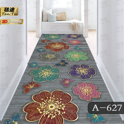 Flower carpet 3D cutting floor mat door entrance corridor aisle corridor stairs strip home carpet Hotel