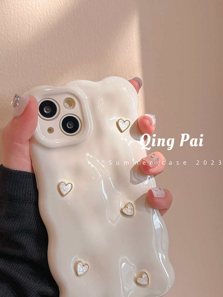 Pearl White 3D Love Adatto per iPhone 14 promax Apple 13 Custodia per telefono 12 Piccola e di fascia alta 11 Ragazze_voghion.com