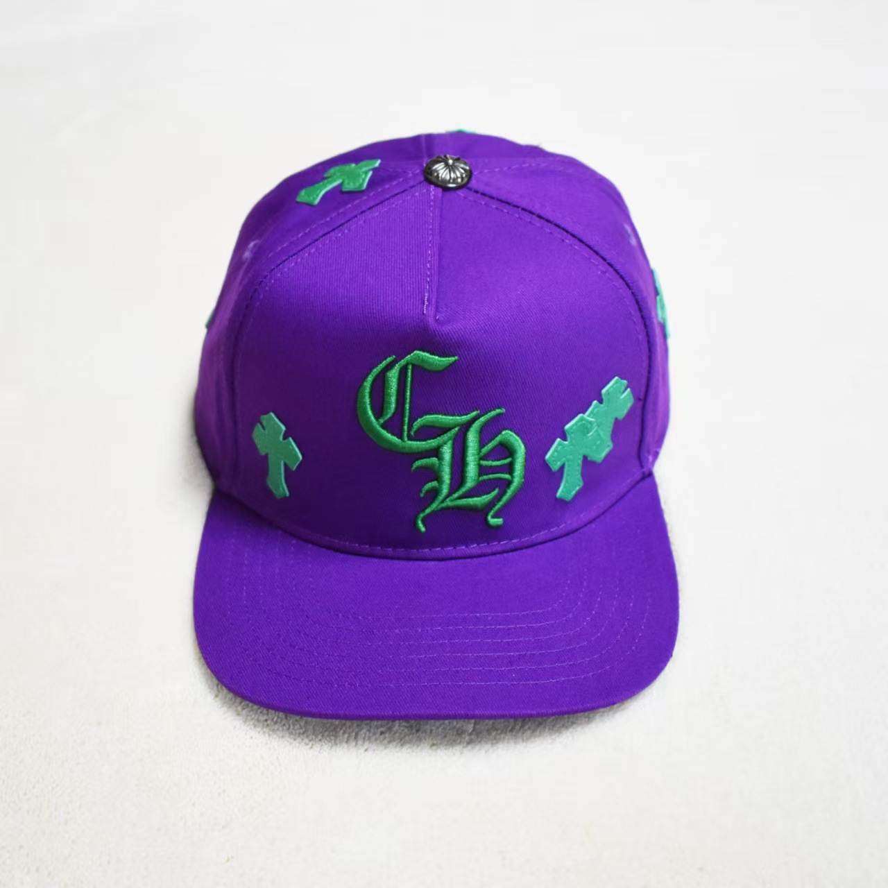 Sombrero para el sol CH Cro de verano para parejas nuevas de moda americana, sombrero de hip-hop de ala plana bordado a la moda ~ sombrero de malla de béisbol