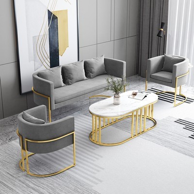 Sofá de hierro forjado nórdico lujoso asiento de tarjeta roja red salón de belleza silla de recepción casual moderna simple combinación de sofá mesa de té