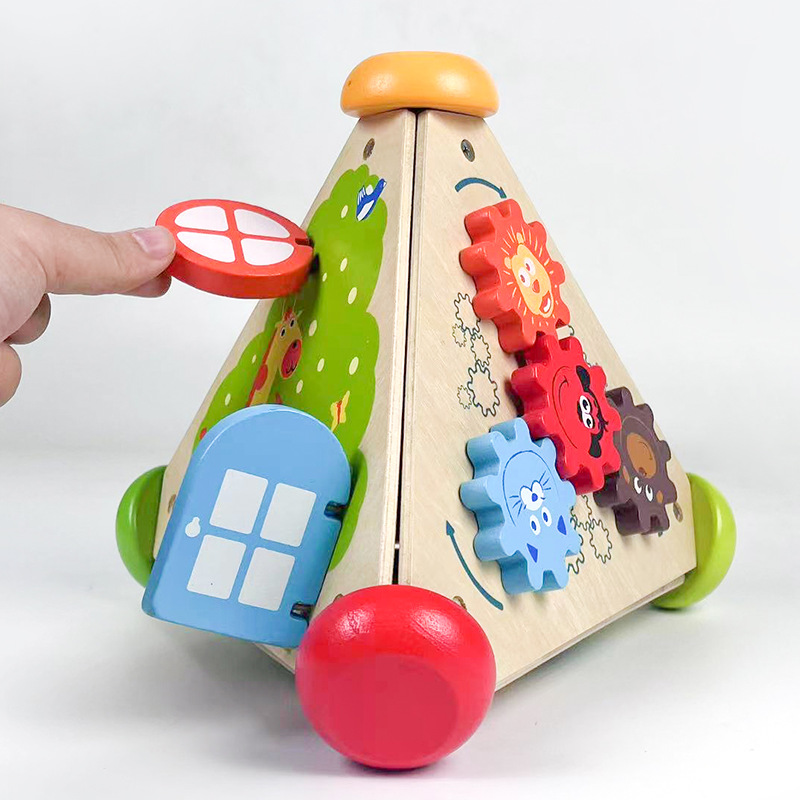 Caja de música triangular de madera multifuncional para niños, juguetes, inteligencia para bebés, educación temprana, cerebro práctico, inteligencia, juegos ocupados