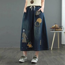 外贸女装尾单专柜清仓捡漏~夏松紧腰牛仔裙开叉半身裙显瘦a字裙子