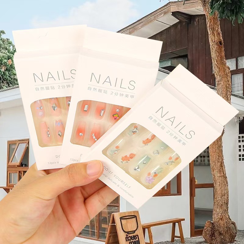 Removable fresh elegant long nail stickers for nails