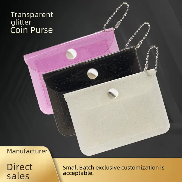 In-Stock Transparent Pvc Bus Card Holder, Ins-Style Glitter Card Case, Simple and Portable Coin Purse for Girls, Id Storage