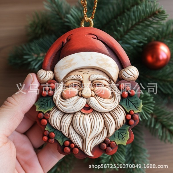 国境を越えた新しいクリスマス装飾品クリスマスツリーストラップ樹脂工芸品サンタクロースストラップ装飾|undefined