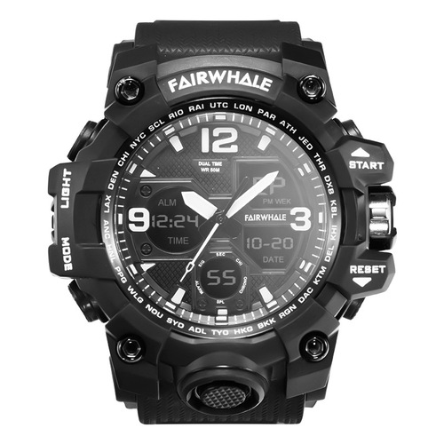 Mark Huafei outdoor fashion transparent student watch waterproof sports luminous dual movement multi-function electronic watch