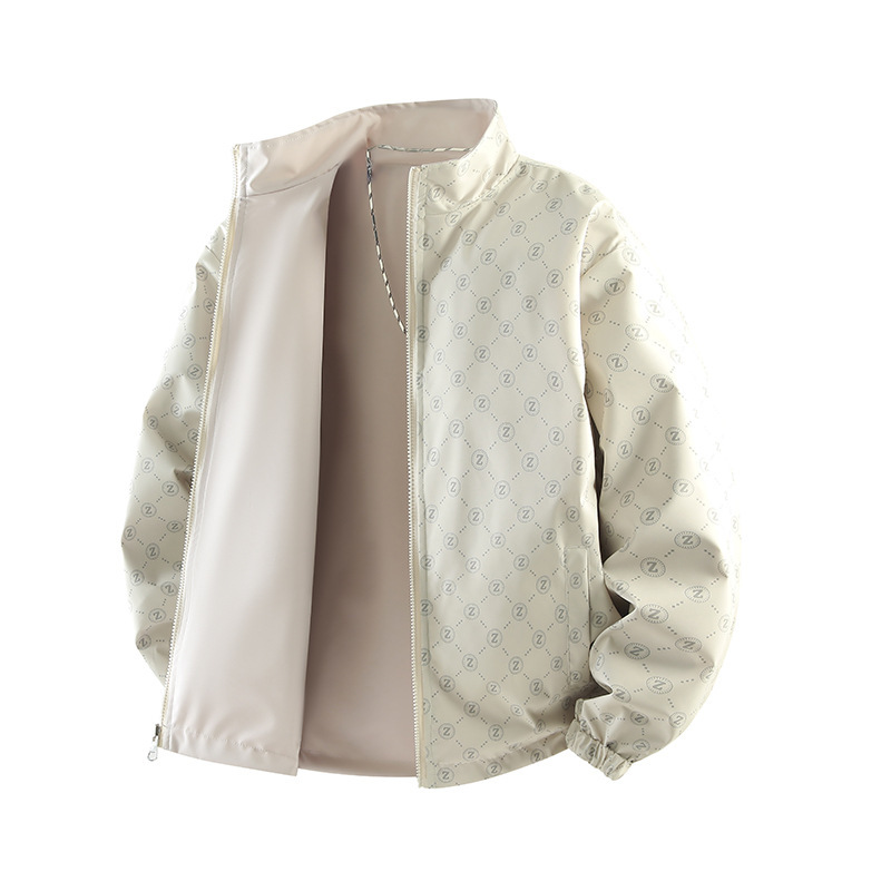 Double-Sided Stand-Up Collar Spring and Autumn Men's Jacket, Loose Fit, New Style, Versatile Casual Top for Couples, Trendy Men's Fashion Brand