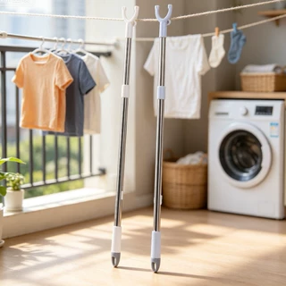 clothing fork撑衣杆家用晾衣杆棍伸缩衣叉杆不锈钢晒衣杆挂衣挑