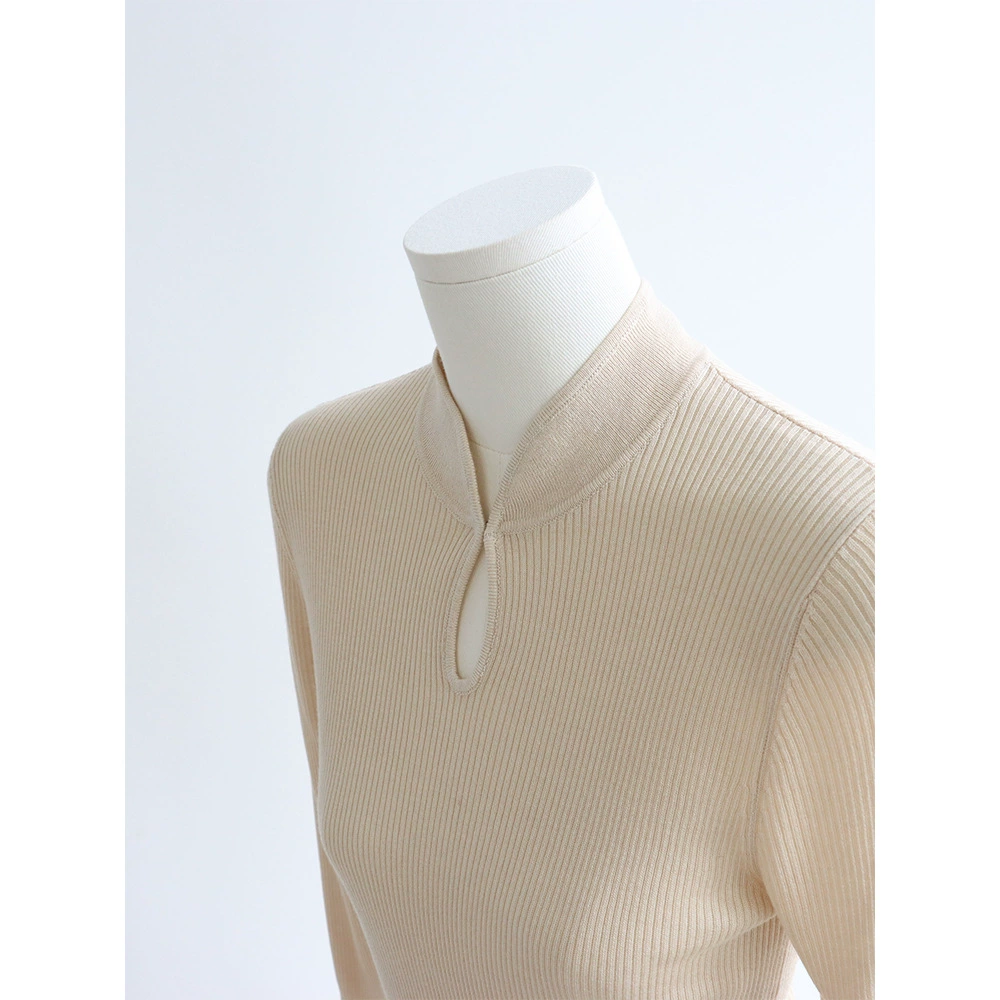 Новый свитер из лиоцелла с воротником-стойкой в стиле шинуазри, топ со средними рукавами, женский весенне-летний пуловер в национальном стиле в стиле ретро, облегающий крой