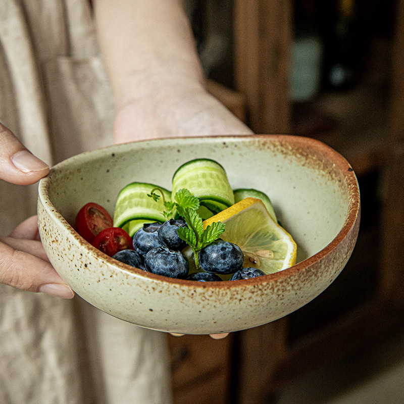 Jimmy estilo antiguo japonés en forma de tazón de 5 pulgadas hecha a mano tazón de ensalada tazón pequeño tazón de restaurante exportación transfronteriza