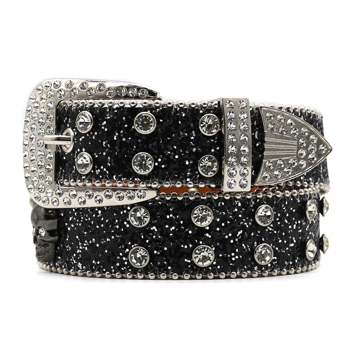 European And American Cross-Border Rhinestone Belt For Men, Inlaid With Sparkling Rhinestones, Hip-Hop Punk Style,_voghion.com