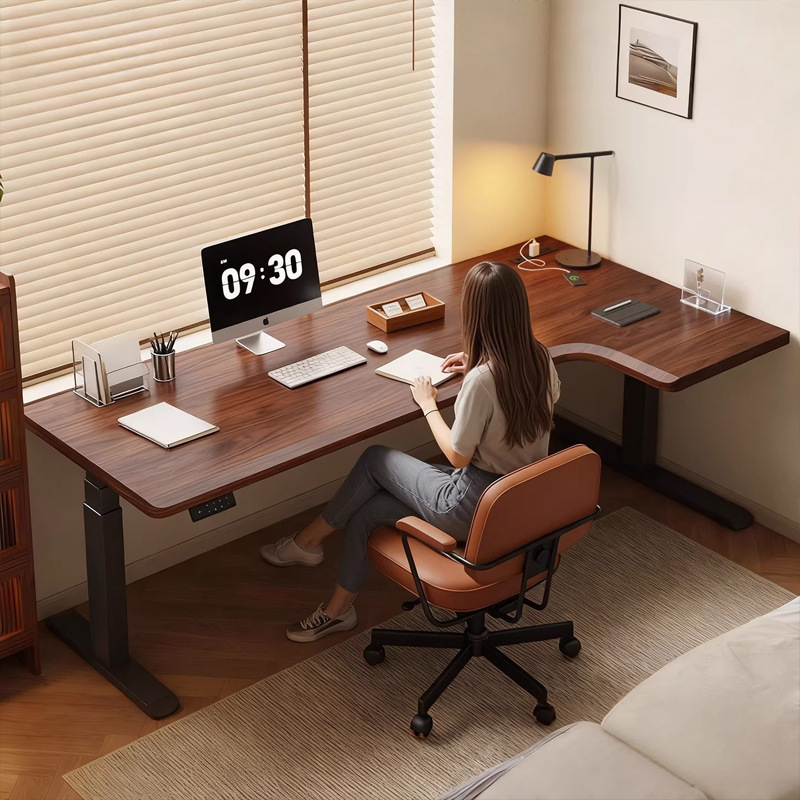 Solid Wood Corner Computer Desk for Bedroom, Home-Use Electric Height-Adjustable Desk, L-Shaped Desk, Home Corner Table, Office Desk Solid Wood Corner Computer Desk for Bedroom, Home-Use Electric Height-Adjustable Desk, L-Shaped Desk, Home Corner Table, Office Desk