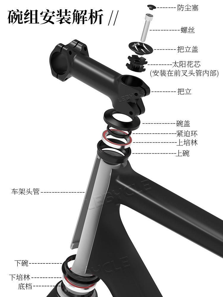 Juego de Dirección para Bicicleta Lebaike, Rodamientos para Bicicleta de Carretera, Accesorios para Horquilla Delantera de Bicicleta de Montaña