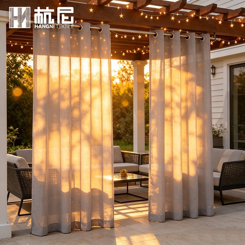 Cross-border multi-color linen-textured perforated outdoor curtains, lightweight and light-transmitting perforated outdoor curtains for courtyard gazebos Cross-border multi-color linen-textured perforated outdoor curtains, lightweight and light-transmitting perforated outdoor curtains for courtyard gazebos